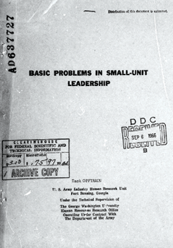 Basic Problems in Small-Unit Leadership by T. O. Jacobs