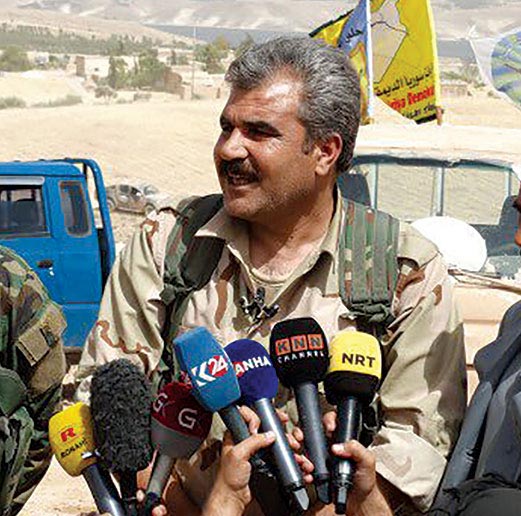 Shervan Derwish, spokesman of the Manbij Military Council, gives a press briefing 4 June 2016 regarding operations to liberate Manbij from Islamic State control. 