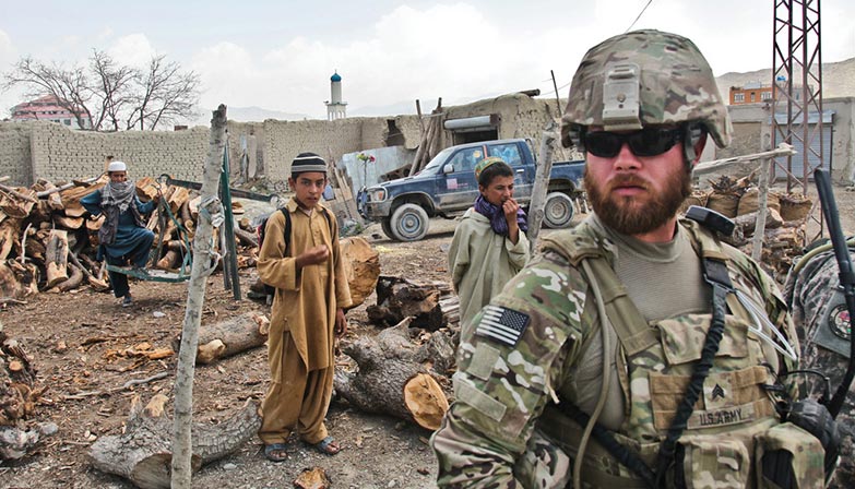 A psychological operations (PSYOP) tactical team conducts operations 10 July 2011 in the Paktika Province, Afghanistan. (Photo by Spc. George Hunt, U.S. Army)