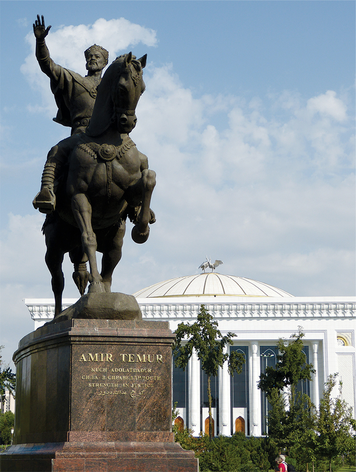 A statue of Amir Temur, Tamerlane the Great, occupies a square once graced by Karl Marx’s statue 24 October 2013 in Tashkent, Uzbekistan. Uzbekistan associates its history with the empire of Tamerlane the Great, who ruled from Samarkand in the fourteenth century. (Photo by LoggaWiggler, Pixabay)