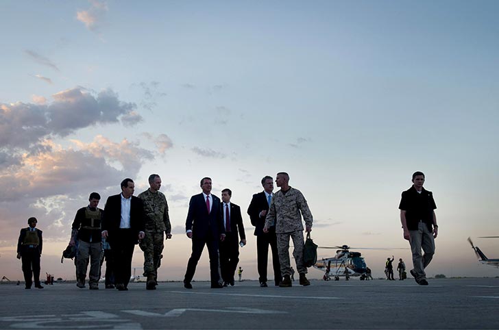 Secretary of Defense Ashton Carter departs the Baghdad International Airport