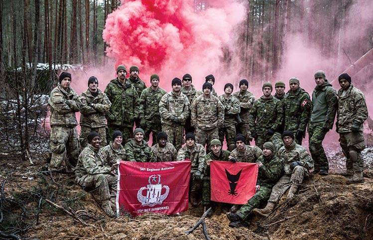 >Engineers from 3rd Platoon, Bastion Company, 54th Brigade Engineer Battalion, 173rd Airborne Brigade, and 1 Troop, 1 Field Squadron, 1 Canadian Combat Engineer Regiment