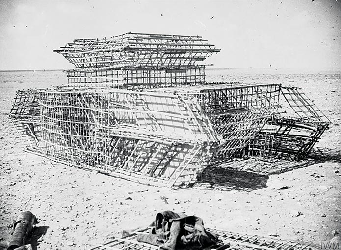 A dummy tank being erected in 1942 at the Middle East School of Camouflage in Cairo.