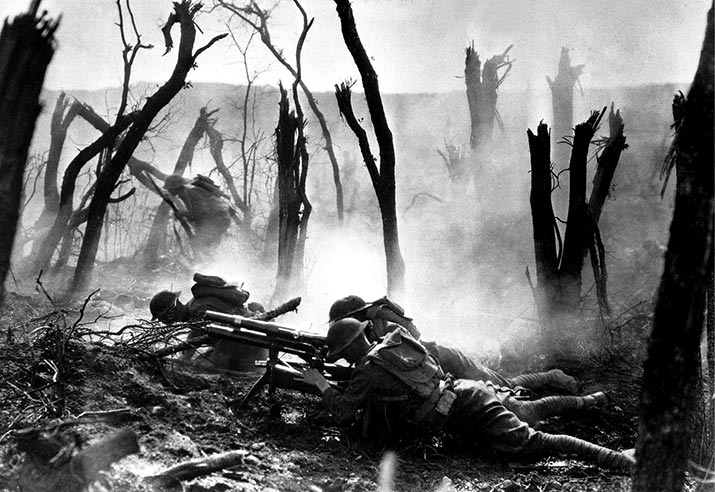 Soldiers of Headquarters Company, 23rd Infantry Regiment, 2nd Infantry Division fire a 37 mm gun through the Argonne Forest