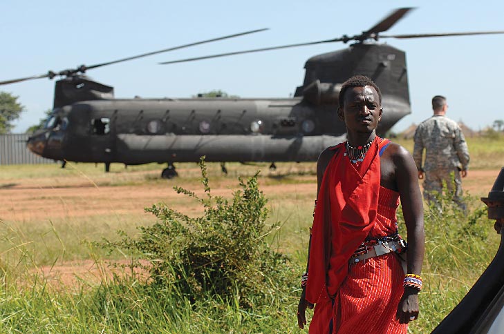 Ratik Ole Kuyana, a safari guide, awaits the arrival of more servicemembers 15 October 2009 who participated in Natural Fire 10 in Uganda