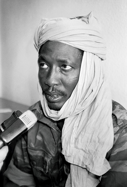 Chadian rebel Idriss Déby, leader of the Chadian Patriotic Salvation Movement, holds a press conference 2 December 1990 after his arrival in N’Djamena, Chad. The insurgent group marched into the capital, and Déby’s troops overthrew the Hissène Habré regime. (Photo by Pierre Briand, Agence France-Presse)