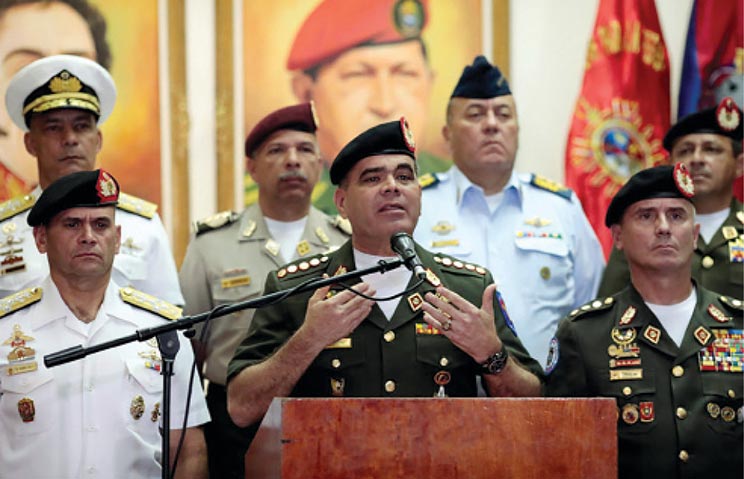 >Venezuelan Defense Minister Vladimir Padrino speaks 1 August 2017 during a news conference in Caracas, Venezuela.