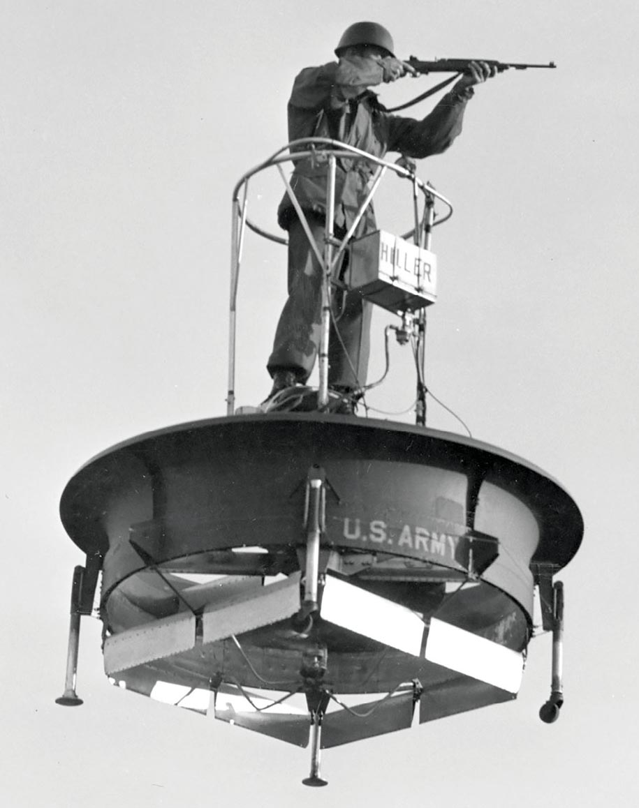 A Hiller VZ-1 Pawnee Flying Platform demonstration in 1958.