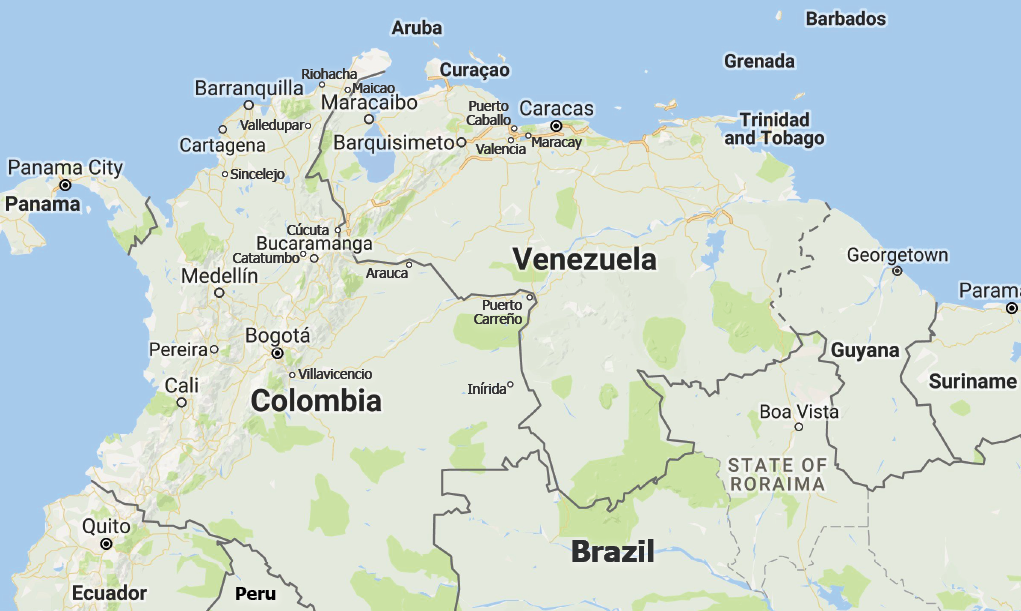 Venezuela y países vecinos (Foto: Google Maps)