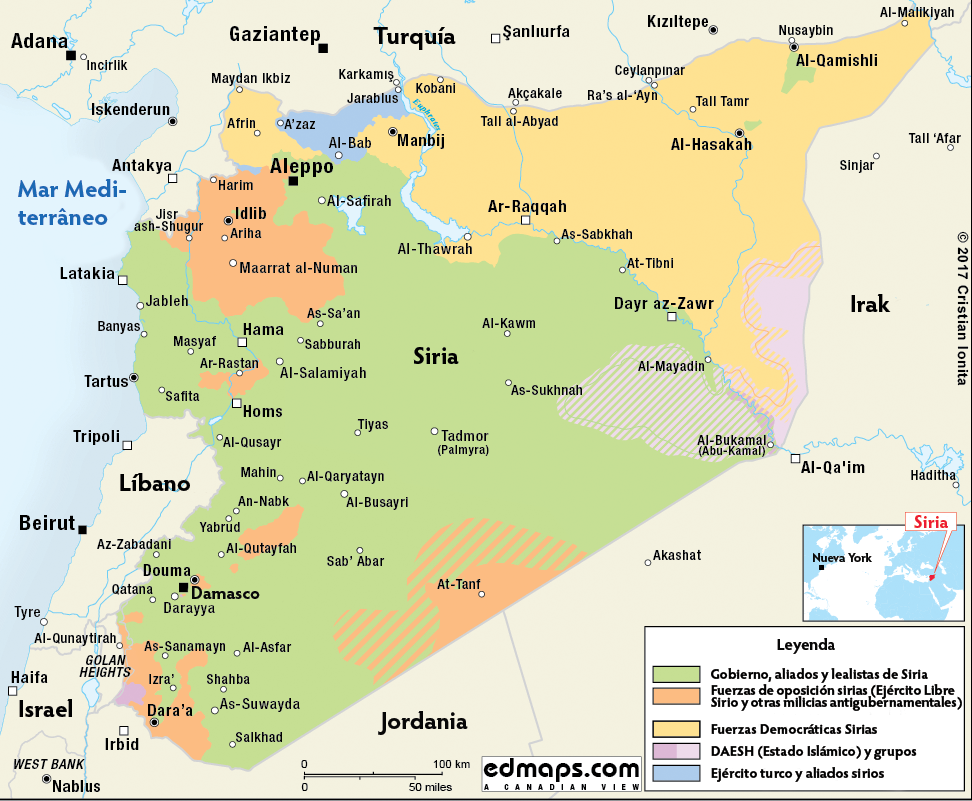 Guerra civil siria: Mapa de control territorial desde noviembre de 2017