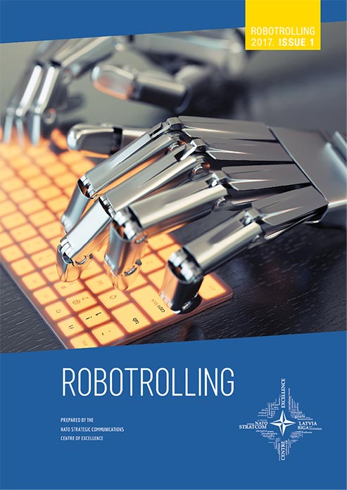 La foto de portada del primer número de <i>Robotrolling</i>, una publicación del Centro de Excelencia de Comunicaciones Estratégicas de la OTAN