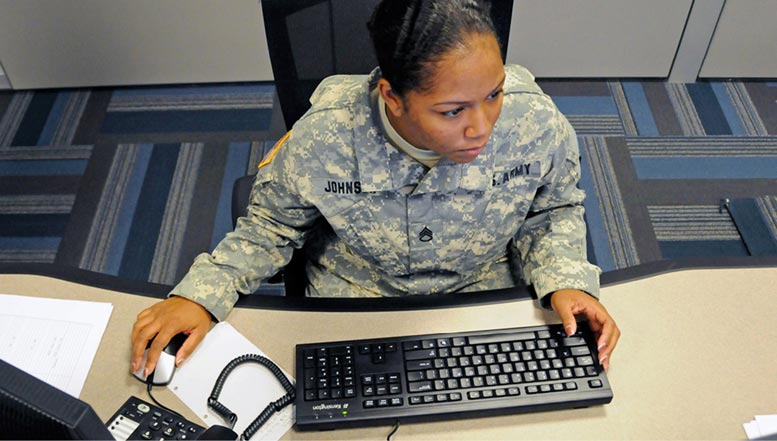 Staff Sgt. Lauren Johnson, then an intelligence analyst NCO with the Cyber Mission Unit, 7th Signal Command (Theater), at Fort Gordon, Ga.