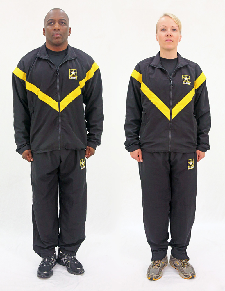 Lewis and McCollum model the jacket and pants of the APFU. (Photo courtesy of the U.S. Army)