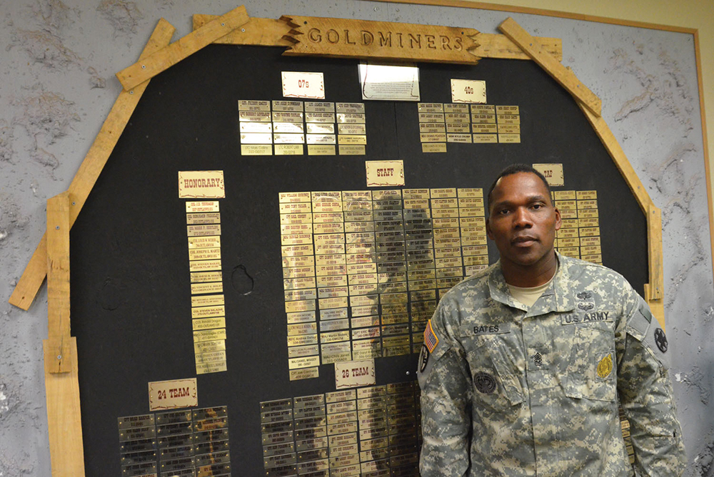 Command Sgt. Maj. Jessie Bates has been the command sergeant major for the Goldminers Team of the Operations Group at the National Training Center at Fort Irwin, Calif., for a little more than a year. (Photo by Pablo Villa / NCO Journal)