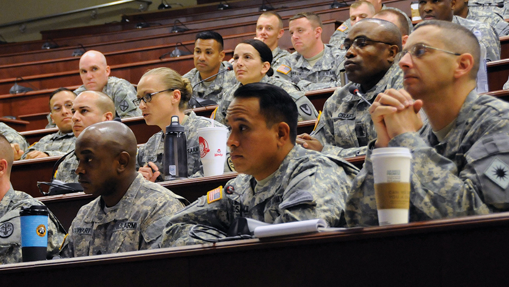 Noncommissioned officers prepare to present their ideas to Sgt. Maj. of the Army Daniel A. Dailey at the NCO Solarium 2015 at Fort Leavenworth, Kan. About 80 NCOs participated in the initiative to address Army concerns. (Photos by Martha C. Koester / NCO Journal)