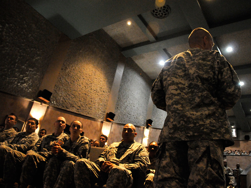 Sgt. Maj. of the Army Daniel A. Dailey speaks to noncommissioned officers during a town hall meeting May 11 at Schofield Barracks, Hawaii. (Photos by Jonathan (Jay) Koester / NCO Journal)