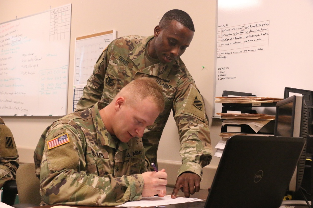 U.S. Army Sgt. 1st Class Danielle Vaccaro, a career counselor for headquarters and headquarters battalion