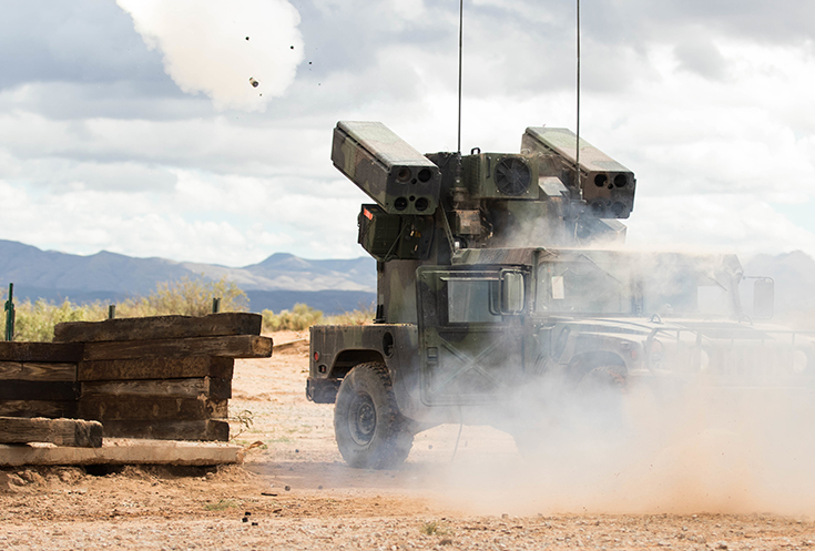 An Avenger Weapon System fires at a live-fire short-range missile