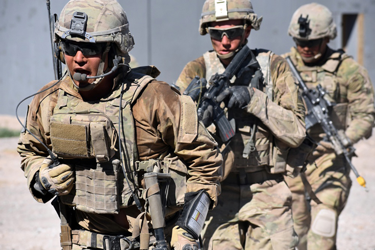 4th Battalion, 17th Infantry Regiment, 1st Stryker Brigade Combat Team, 1st Armored Division, participate in a village-clearing exercise at the Malakhand Training Village, Orogrande Range Complex, N.M., June 24, 2018.