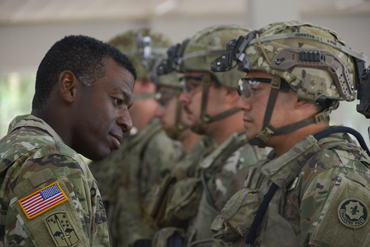 A Soldier with the 838th Transportation Battalion