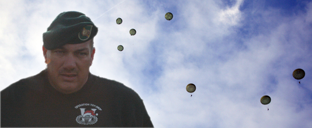 Sgt. 1st Class Randy Oler is the founder Operation Toy Drop, an event in which paratroopers donate a toy to help children around the Fort Bragg community. (U.S. Army illustration by Sgt. Felix Fimbres)