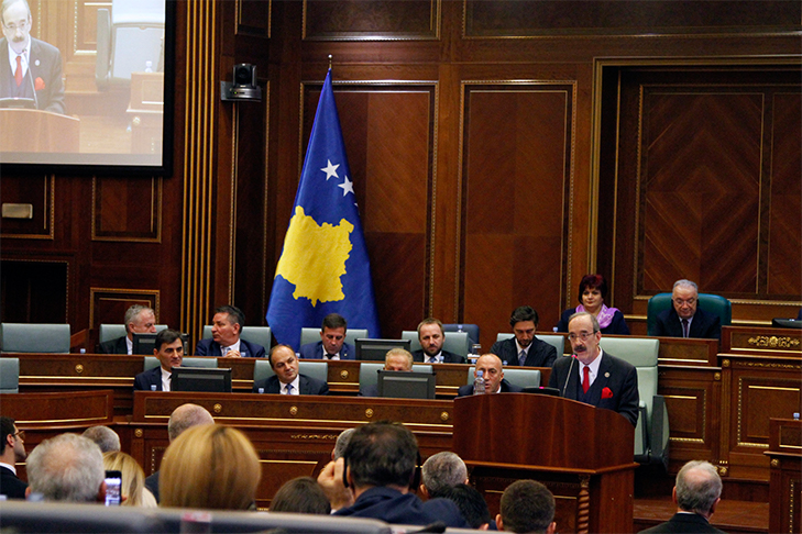 New York Rep. Eliot Engel addresses the Kosovo Parliament.