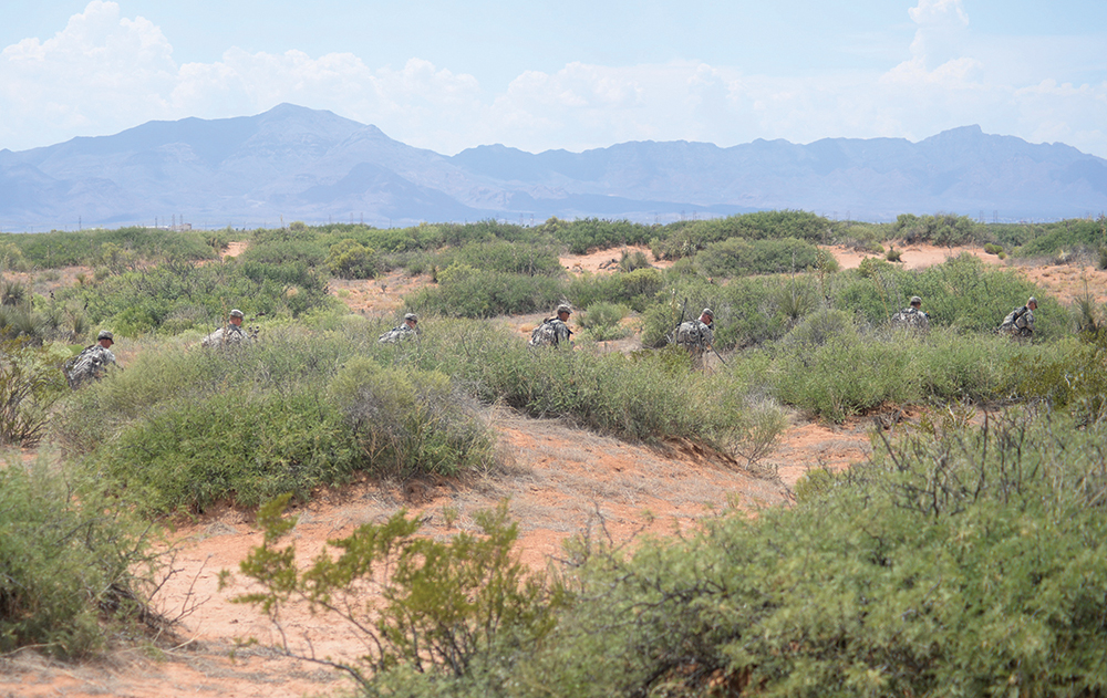 Students of the new Desert Warrior course ruck through the Chihuahuan desert at Fort Bliss, Texas. (Photo by Meghan Portillo/NCO Journal)