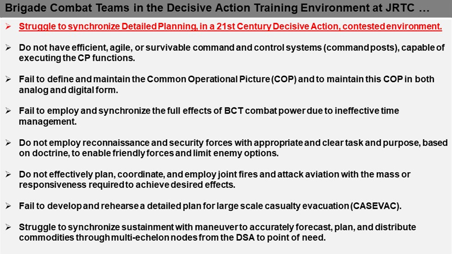 Figure 1. Top Eight Common Brigade Combat Team Shortcomings