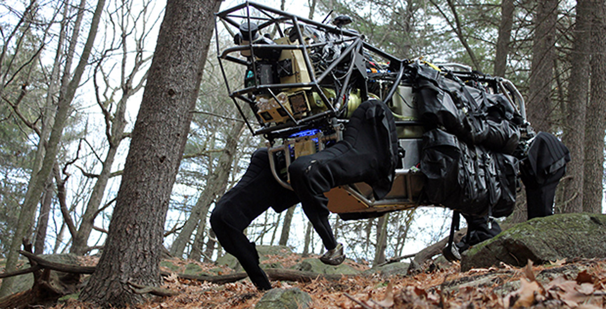 Photo of robotic dog in the woods