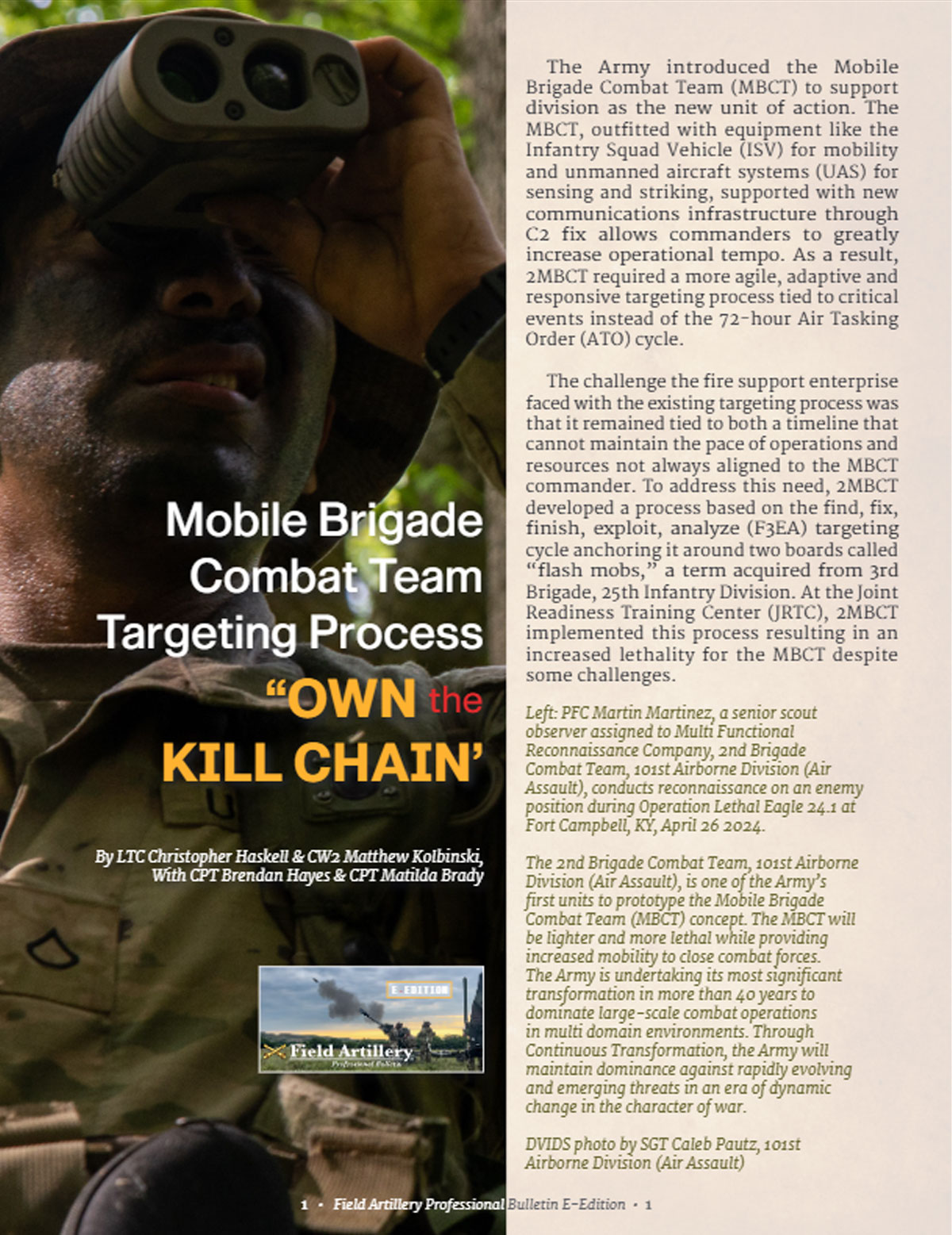 Mobile Brigade Combat Team Targeting Process