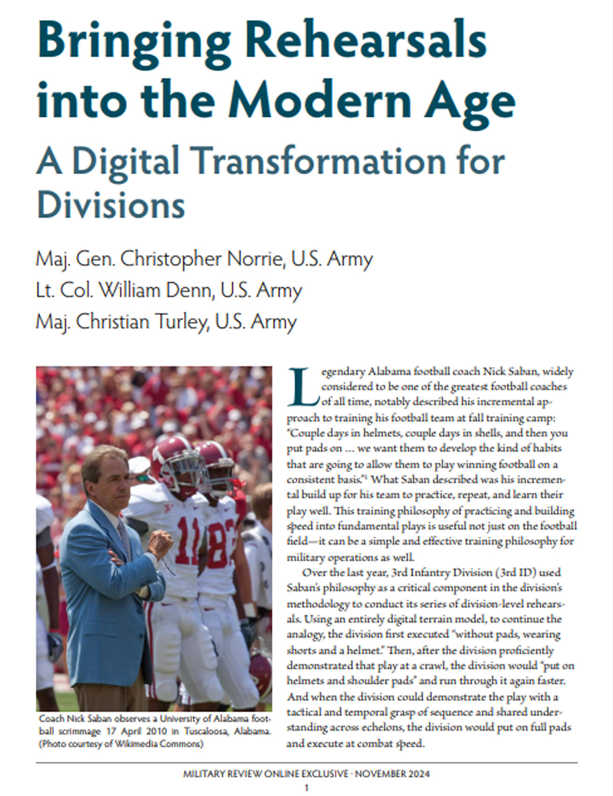 Bringing Rehearsals into the Modern Age: A Digital Transformation for Divisions