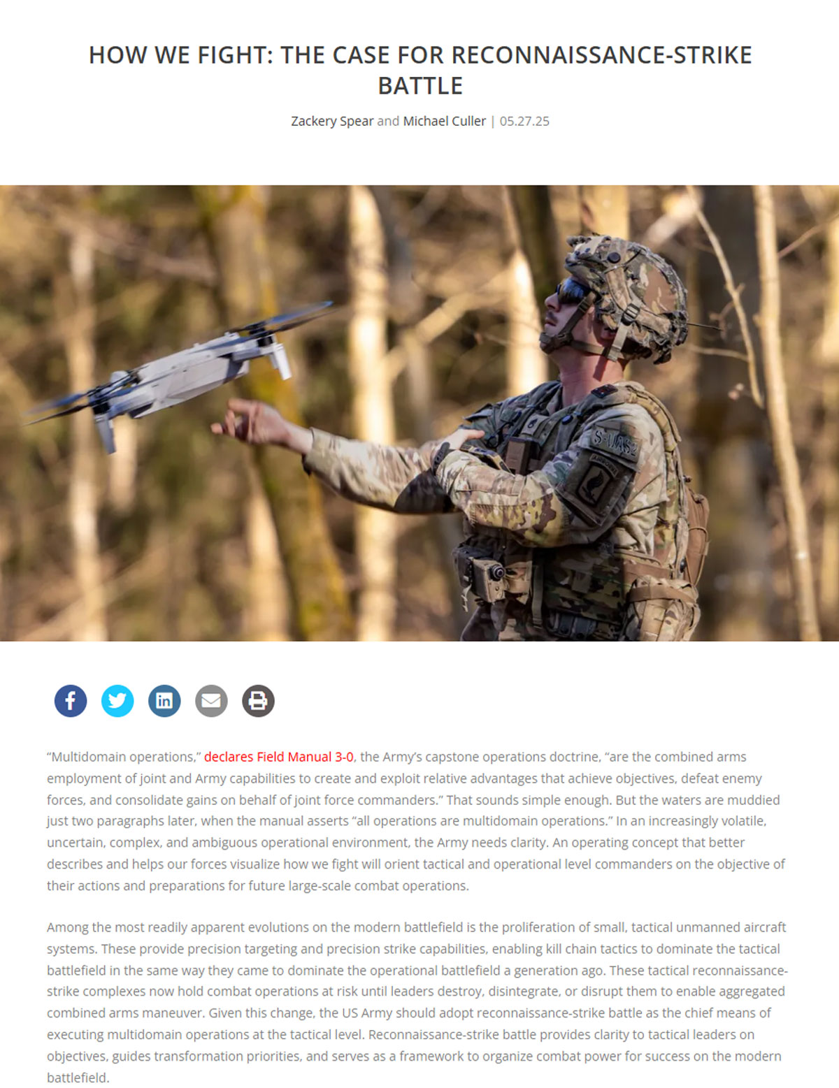 Read the article 'How We Fight: The Case for Reconnaissance-Strike Battle'