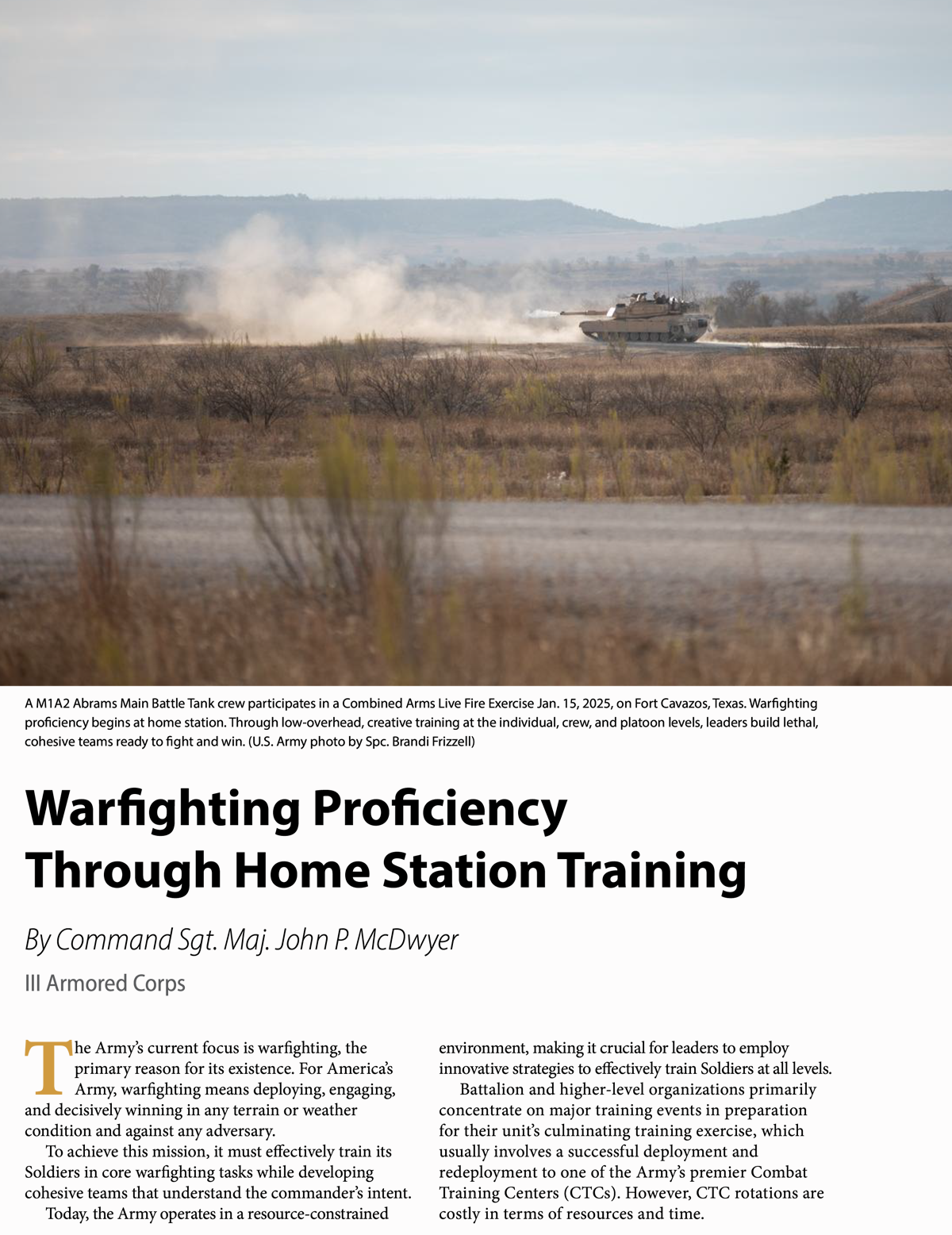 Read the article 'Warfighting Proficiency Through Home Station Training'