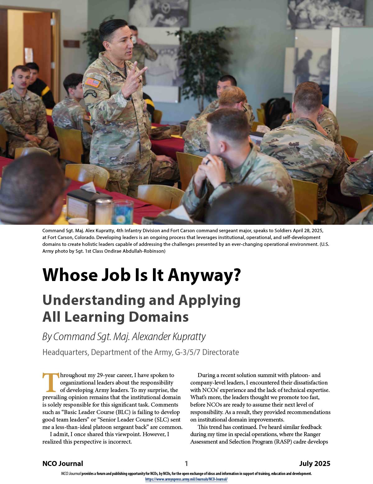 Read the article 'Whose Job Is It Anyway?'