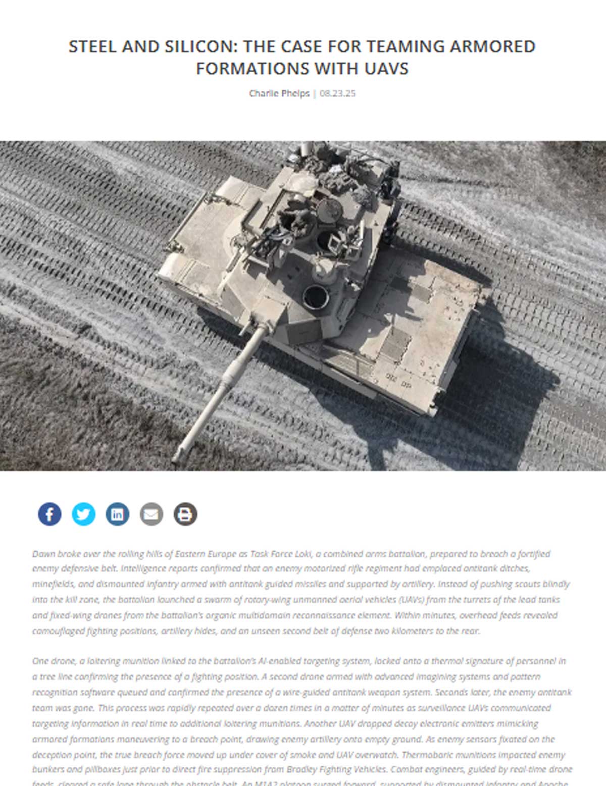 Steel and Silicon: The Case for Teaming Armored Formations with UAVs