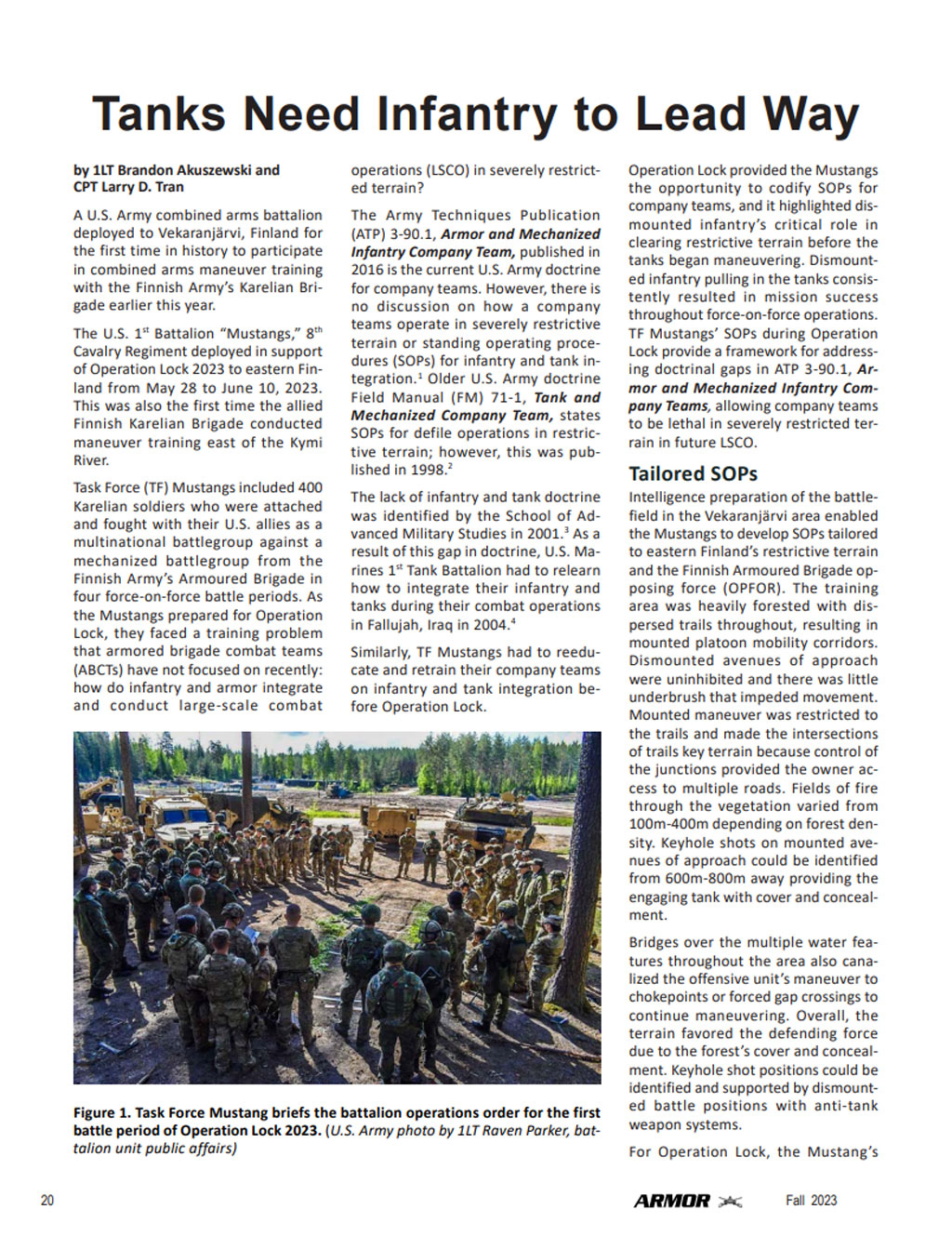 Article on assessing organizational climate and culture from a Command Sergeant Major's perspective, including a photo of soldiers in formation.