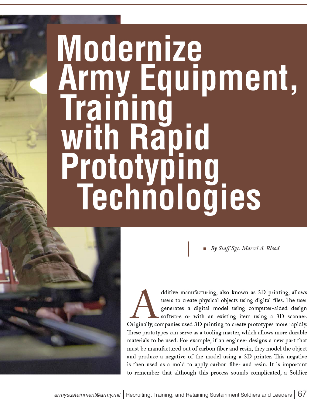 Modernize Army Equipment, Training with Rapid Prototyping Technologies