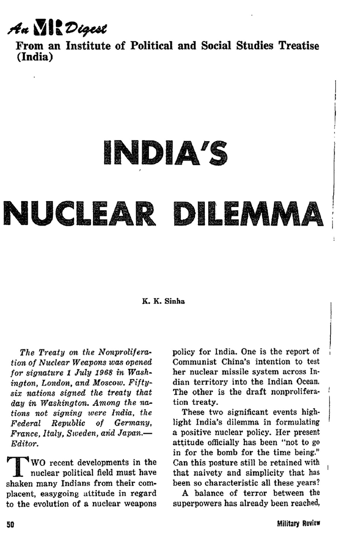 India’s Nuclear Dilemma