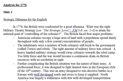 American Revolution - 1776 Analysis