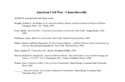 Chancellorsville Analysis