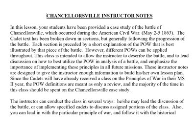 POW Instructor Notes - Chancellorsville