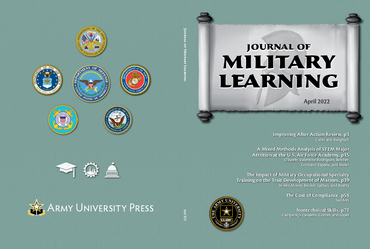 Journal of Military Learning April 2022 Cover