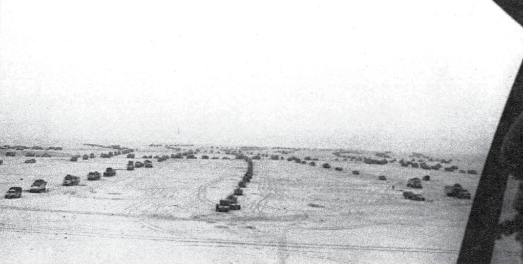 VII Corps armor stretching across the Saudi desert to the southern horizon, late February 1991.