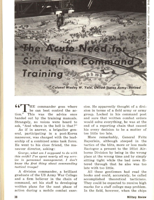 The Acute Need for Simulation Command Training