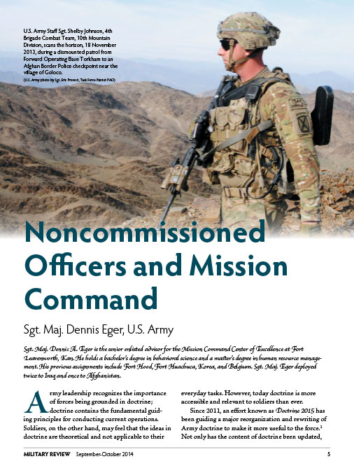 Noncommissioned Officers and Mission Command