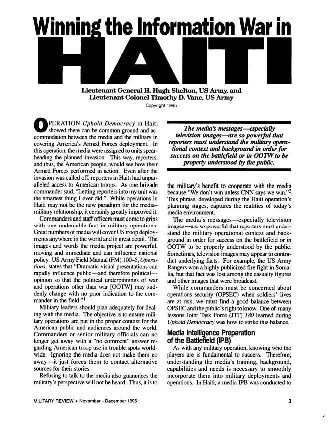 Winning the Information War in Haiti?