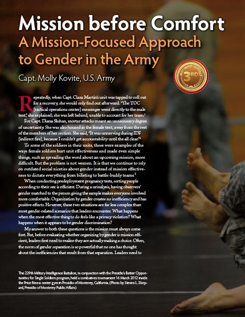 Mission before Comfort: A Mission-Focused Approach to Gender in the Army?