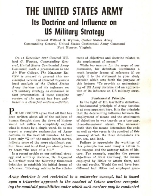 The United States Army: Its Doctrine and Influence on US Military Strategy
