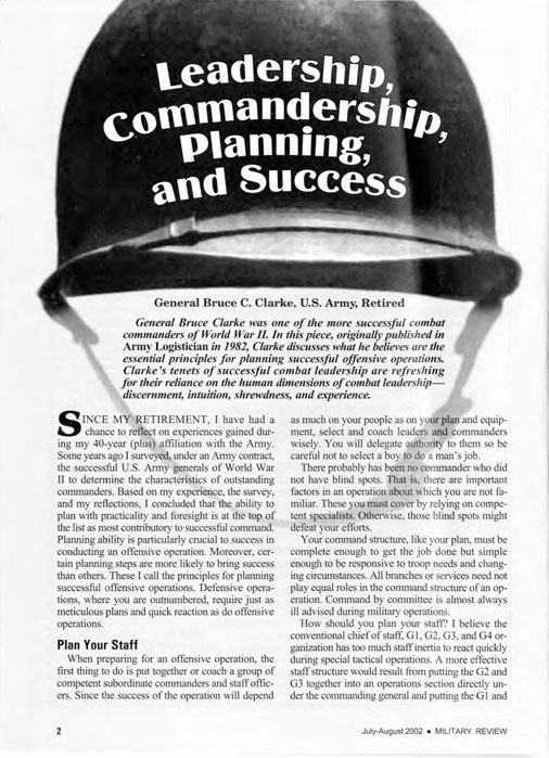 Leadership, Commandership, Planning, and Success