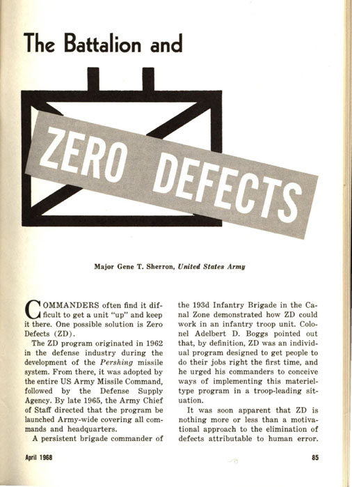 The Battalion and Zero Defects